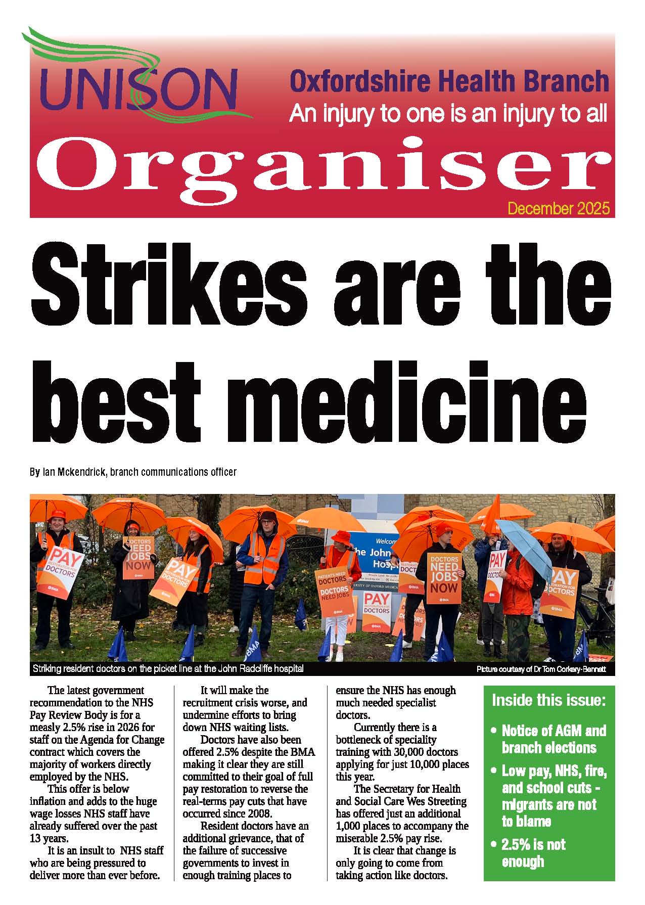 Dec 2025 UNISON health newsletter Page 1